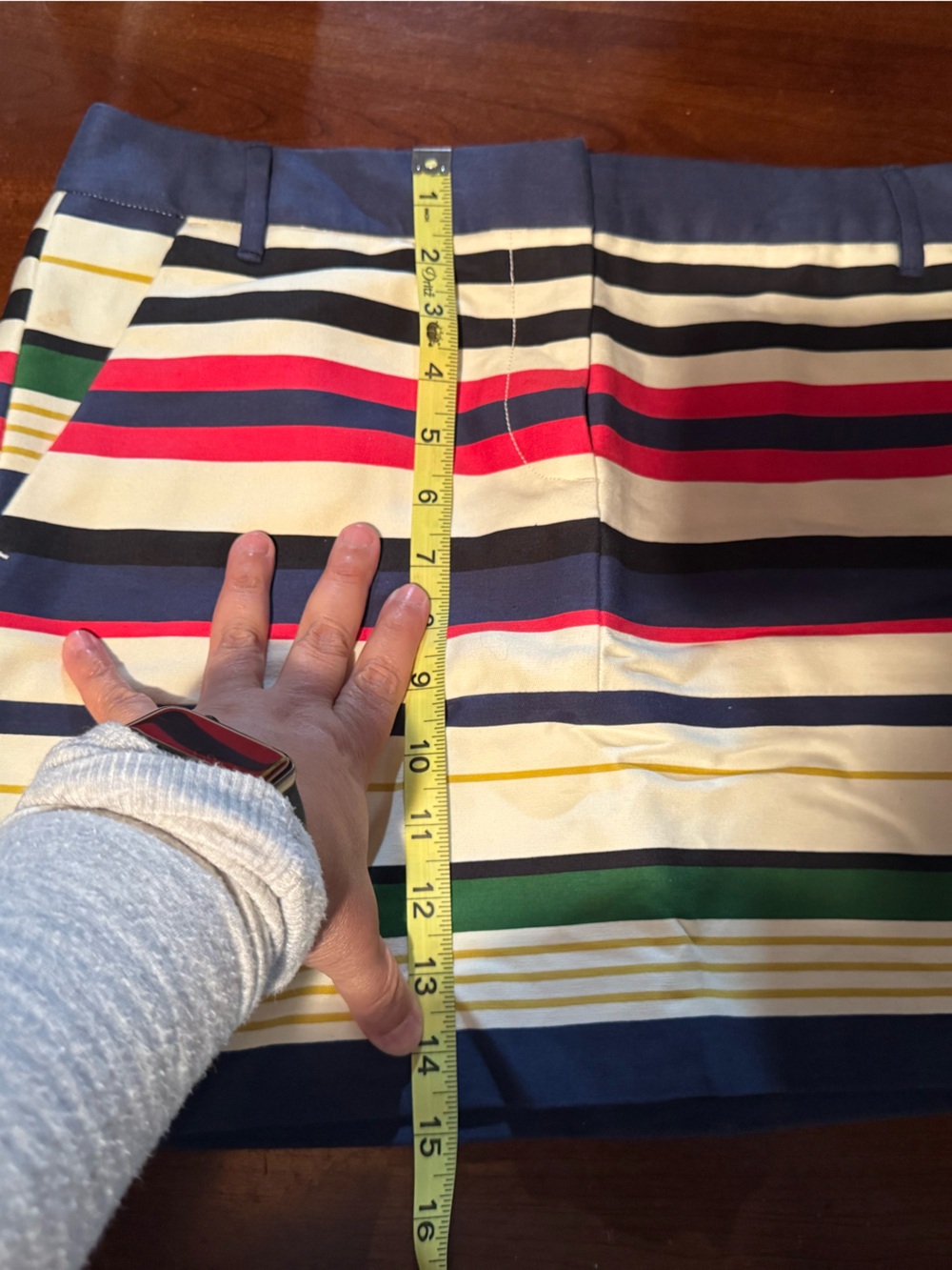 J. Crew Striped Cotton Skirt in Navy, Red, Green, Yellow, Cream